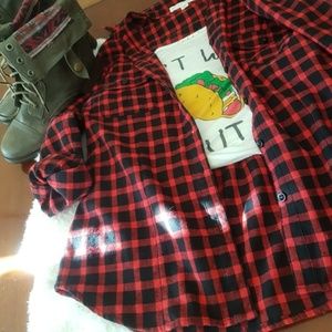 Fitted Red Flannel with Cinched Back